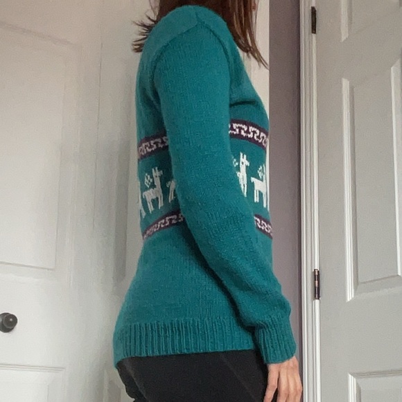 100% Alpaca Wool Teal Sweater - Picture 2 of 15